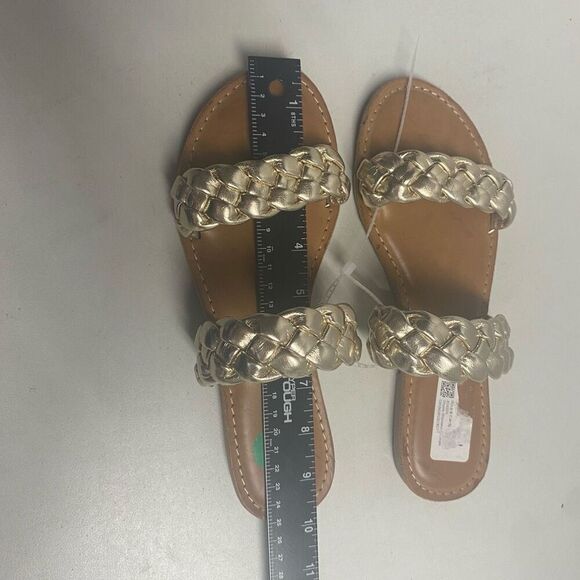 ROCK & CANDY by Zigi Jera Braided Gold Slip On Sandals Size 8 New With Defects - Picture 6 of 9